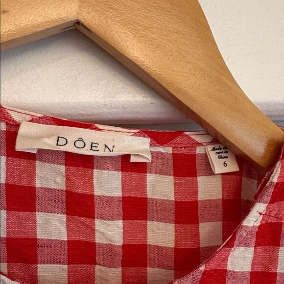 Doen Red White Coralie Scarlet Marilyn Checkered Gingham Mini Dress size 6 - Picture 3 of 6